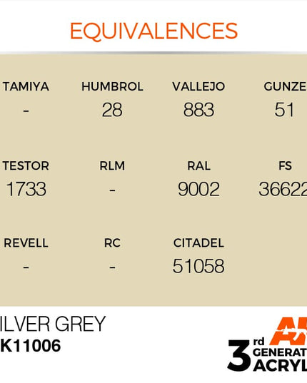 AK ACRYLIC AK11006	Silver Grey 17ml