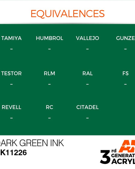 AK ACRYLIC AK11226 Dark Green INK 17ml