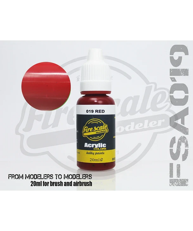 Red ACRYLIC BRUSH COLORS  (FIRE SCALE MODELER)