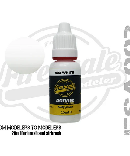 White ACRYLIC BRUSH COLORS  (FIRE SCALE MODELER)
