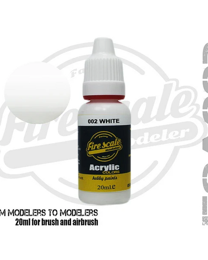 White ACRYLIC BRUSH COLORS  (FIRE SCALE MODELER)
