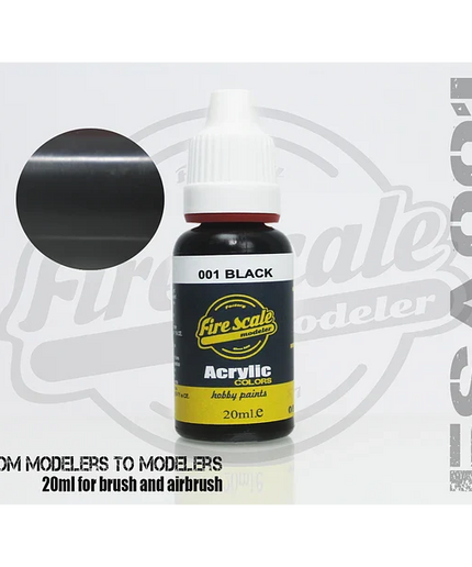 BLACK ACRYLIC BRUSH COLORS  (FIRE SCALE MODELER)