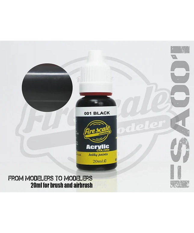 BLACK ACRYLIC BRUSH COLORS  (FIRE SCALE MODELER)