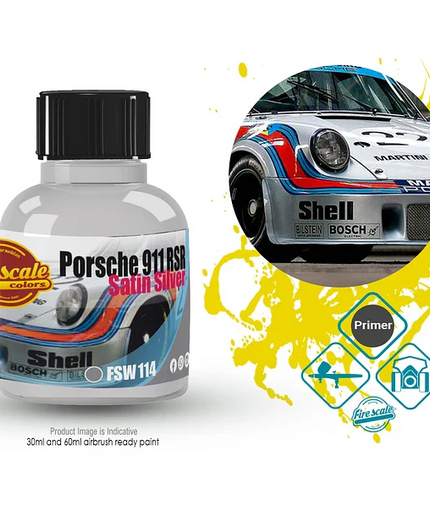 Satin Silver Porsche 911 RSR  Acrylic Paint 15 ml (Fire Scale Modeler)