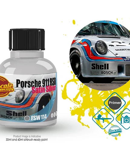 Satin Silver Porsche 911 RSR  Acrylic Paint 15 ml (Fire Scale Modeler)