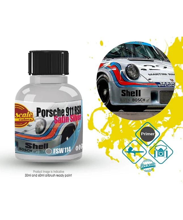 Satin Silver Porsche 911 RSR  Acrylic Paint 15 ml (Fire Scale Modeler)