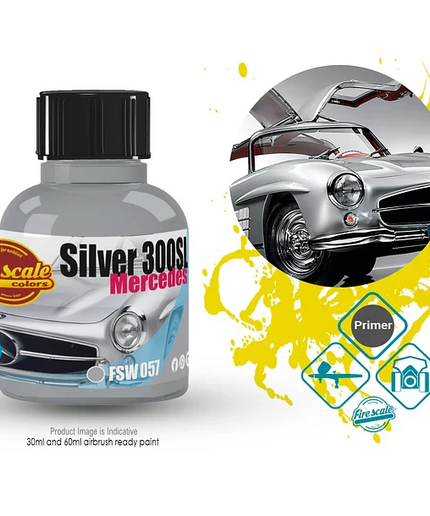 Silver 300SL Mercedes Acrylic Paint 15ml (Fire Scale Modeler)