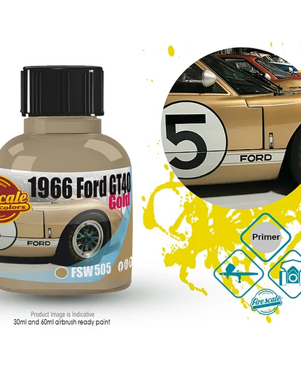 Gold 1966 Ford GT40 Acrylic Paint 15ml (Fire Scale Modeler)