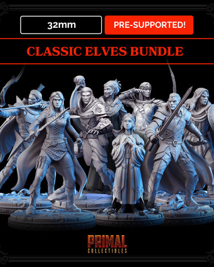 8 miniatures - 32mm - Classic RPG elves bundle - MASTERS OF DUNGEONS QUEST