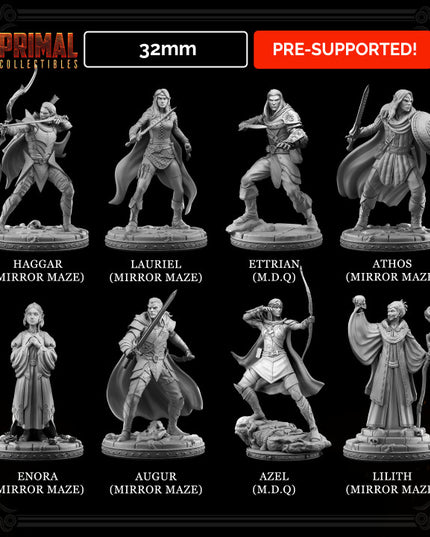 8 miniatures - 32mm - Classic RPG elves bundle - MASTERS OF DUNGEONS QUEST