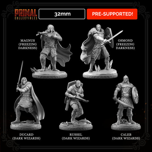5 miniatures - 32mm - Classic RPG mercenaries bundle - MASTERS OF DUNGEONS QUEST