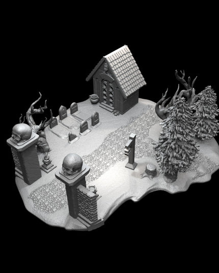 DRM020 Graveyard M2 Diorama :: Game Pop Dioramas :: Black Blossom Games