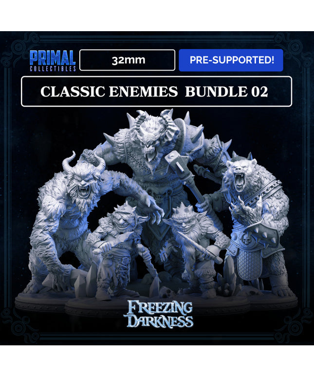 5 miniatures - 32mm - Classic RPG game enemies bundle - FREEZING DARKNESS - MASTERS OF DUNGEONS QUEST