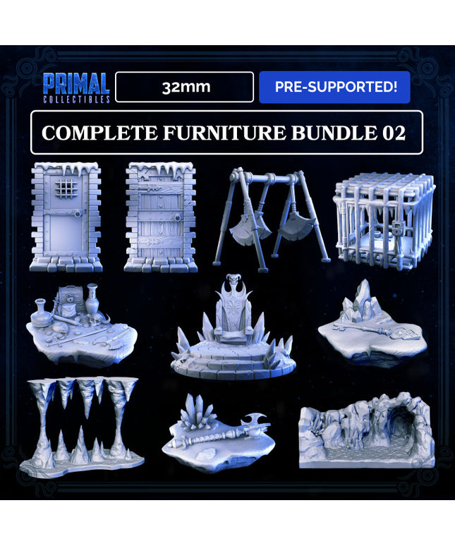 10 miniatures - 32mm - Complete furniture RPG ice expansion game - FREEZING DARKNESS - MASTERS OF DUNGEONS QUEST