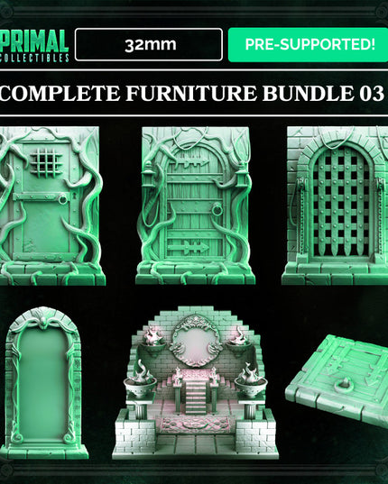34 miniatures - COMPLETE FURNITURE RPG SET - MASTERS OF DUNGEONS QUEST - Premium Package