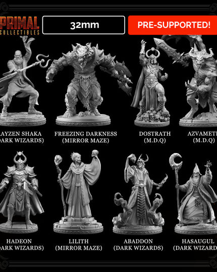 8 miniatures - 32mm - classic miniatures RPG bosses - MASTERS OF DUNGEONS QUEST