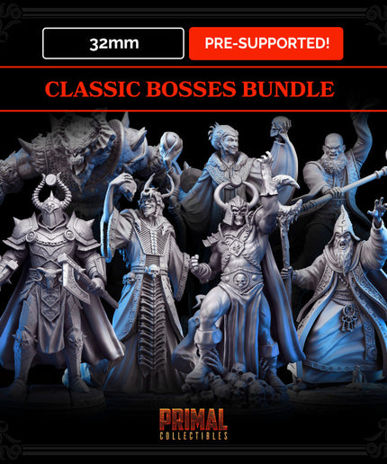 8 miniatures - 32mm - classic miniatures RPG bosses - MASTERS OF DUNGEONS QUEST