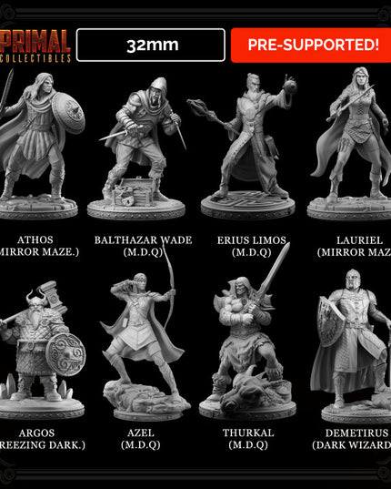 18 miniatures - 32mm - Classic RPG game heroes bundle - MASTERS OF DUNGEONS QUEST