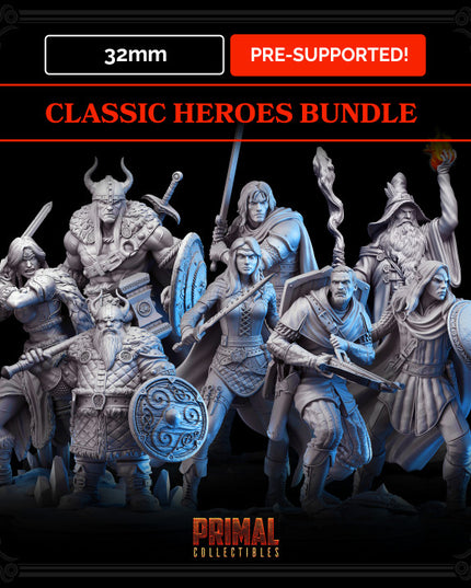 18 miniatures - 32mm - Classic RPG game heroes bundle - MASTERS OF DUNGEONS QUEST