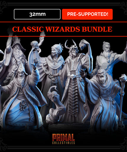 8 miniatures - 32mm - Classic RPG game wizards bundle - MASTERS OF DUNGEONS QUEST