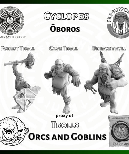 Orcas and Goblins  , oboros, Cyclopes , 3 Figures