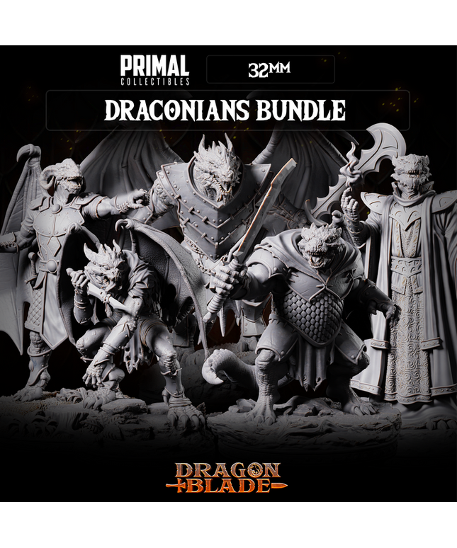 5 miniatures - 32mm - Draconians Bundle - DragonBlade