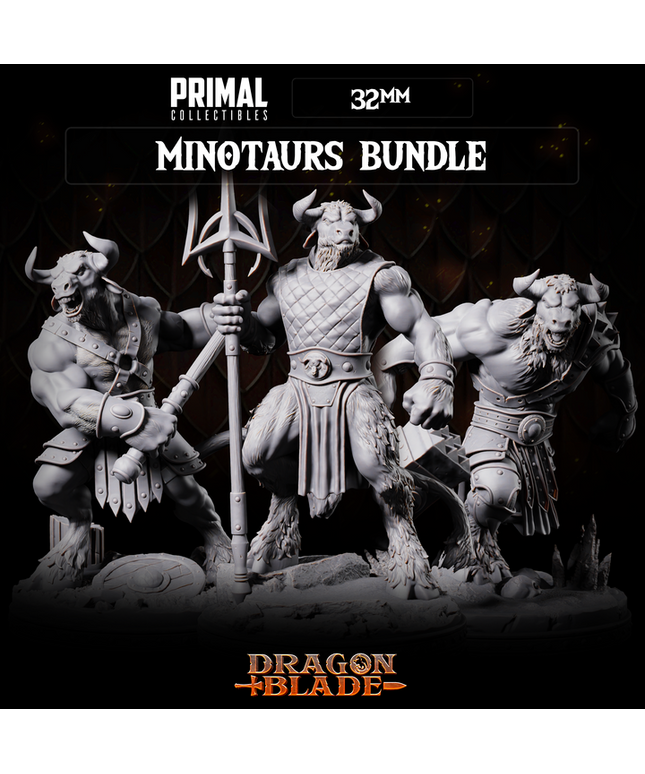 3 miniatures - 32mm - Classic Minotaurs Bundle - DragonBlade