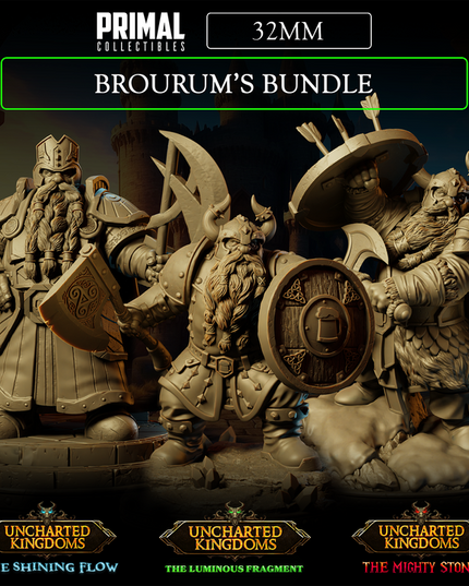 3 miniatures - 32mm - Brourum's Bundle - Uncharted Kingdom