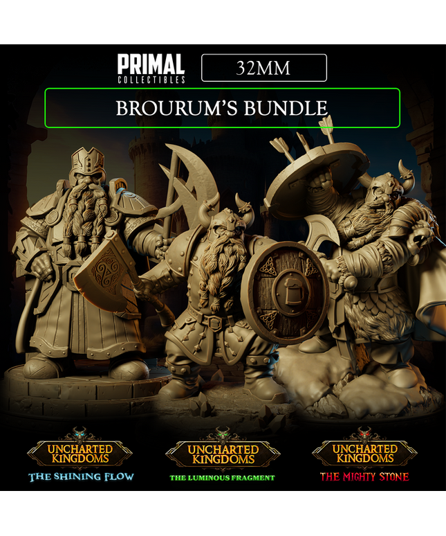 3 miniatures - 32mm - Brourum's Bundle - Uncharted Kingdom