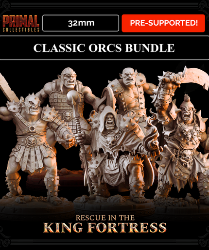 5 miniatures - 32mm - Classic Orcs Bundle - RESCUE IN THE KING FORTRESS - MASTERS OF DUNGEONS QUEST