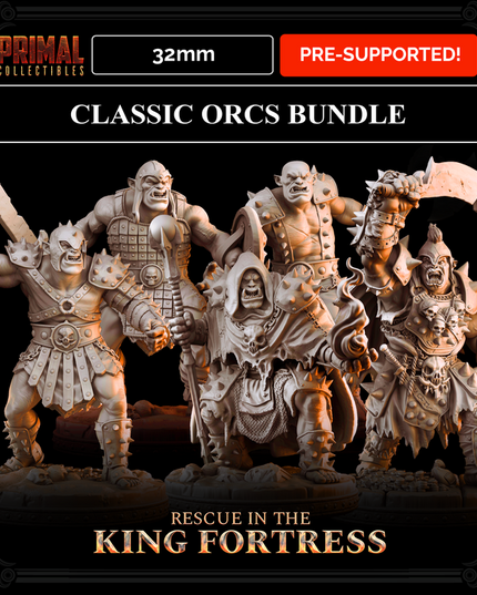 5 miniatures - 32mm - Classic Orcs Bundle - RESCUE IN THE KING FORTRESS - MASTERS OF DUNGEONS QUEST