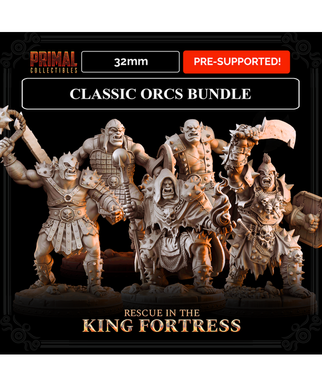 5 miniatures - 32mm - Classic Orcs Bundle - RESCUE IN THE KING FORTRESS - MASTERS OF DUNGEONS QUEST
