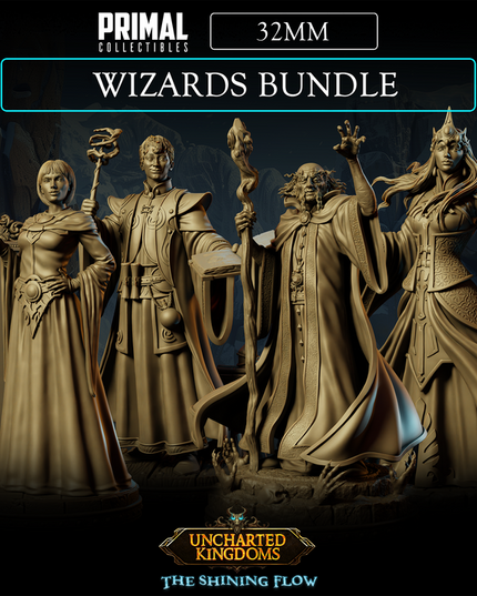 4 miniatures - 32mm - Wizards Bundle - Uncharted Kingdom