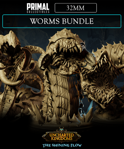 3 miniatures - 32mm - Worms Bundle - Uncharted Kingdom