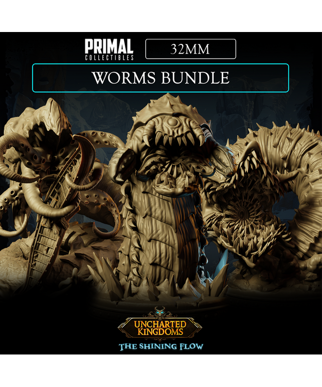 3 miniatures - 32mm - Worms Bundle - Uncharted Kingdom
