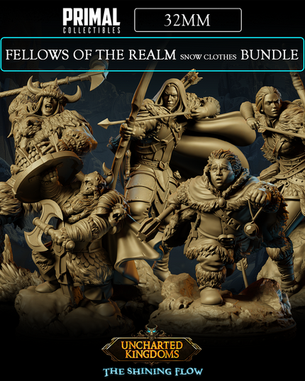 5 miniatures - 32mm - Fellows of the Realm Snow Clothes Bundle - Uncharted Kingdom