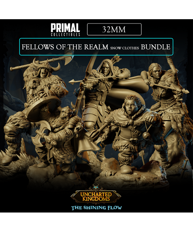 5 miniatures - 32mm - Fellows of the Realm Snow Clothes Bundle - Uncharted Kingdom