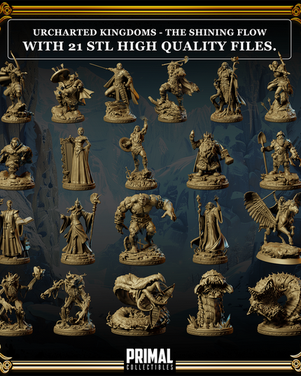 21 miniatures - Complete RPG game - THE SHINING FLOW - Premium Package - UNCHARTED KINGDOMS