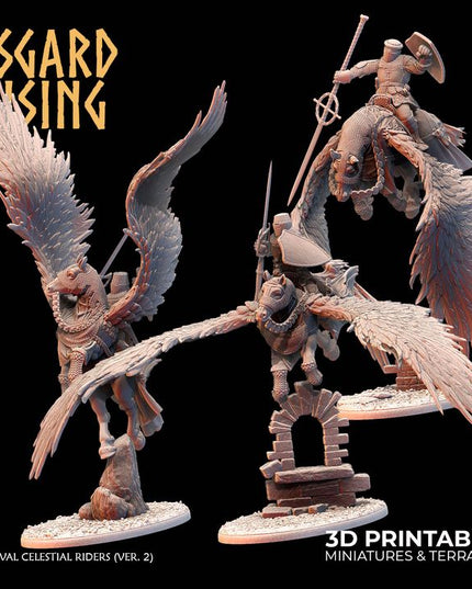 Medieval Celestial Riders (Aerial Poses ver. 2 - Swordspears and Shields) /Modular/ /Pre-supported/