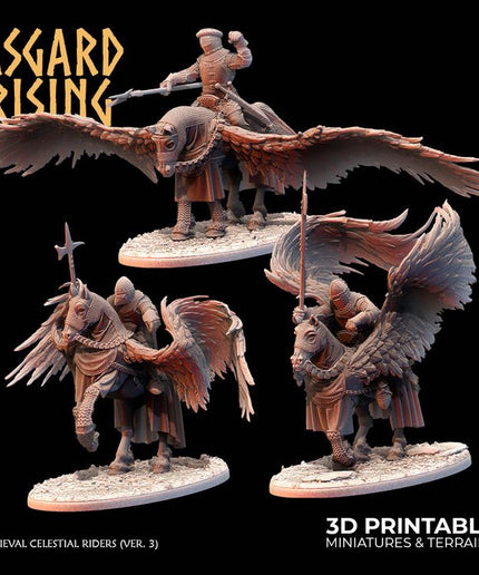 MEDIEVAL: Medieval Celestial Riders (On Ground Poses - Spears) /Modular/ /Pre-supported/
