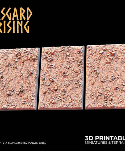 Mud - 3 x 60x40mm Rectangle Bases /Pre-supported/