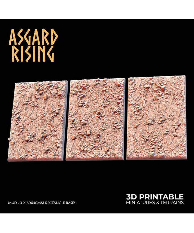 Mud - 3 x 60x40mm Rectangle Bases /Pre-supported/
