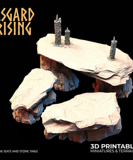 Stone Seats and Stone Table /Terrain/ /Pre-supported/