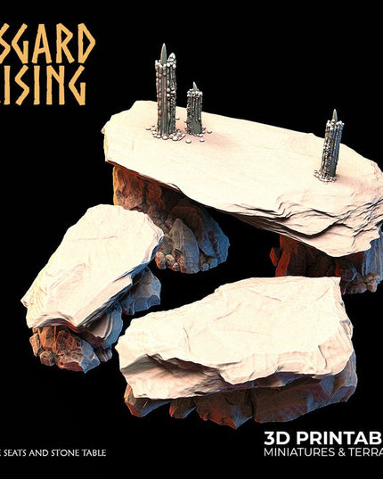 Stone Seats and Stone Table /Terrain/ /Pre-supported/