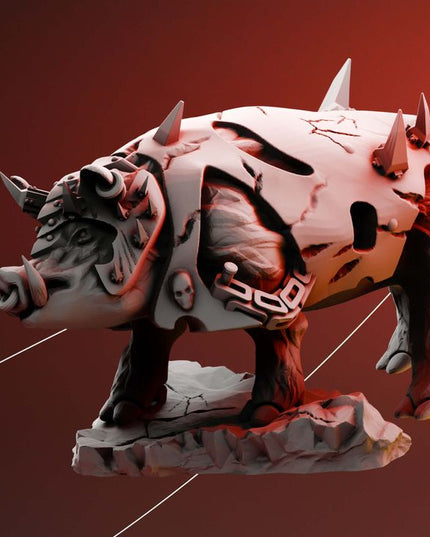 Orc war boss riding a war boar - fantasy tabletop miniature