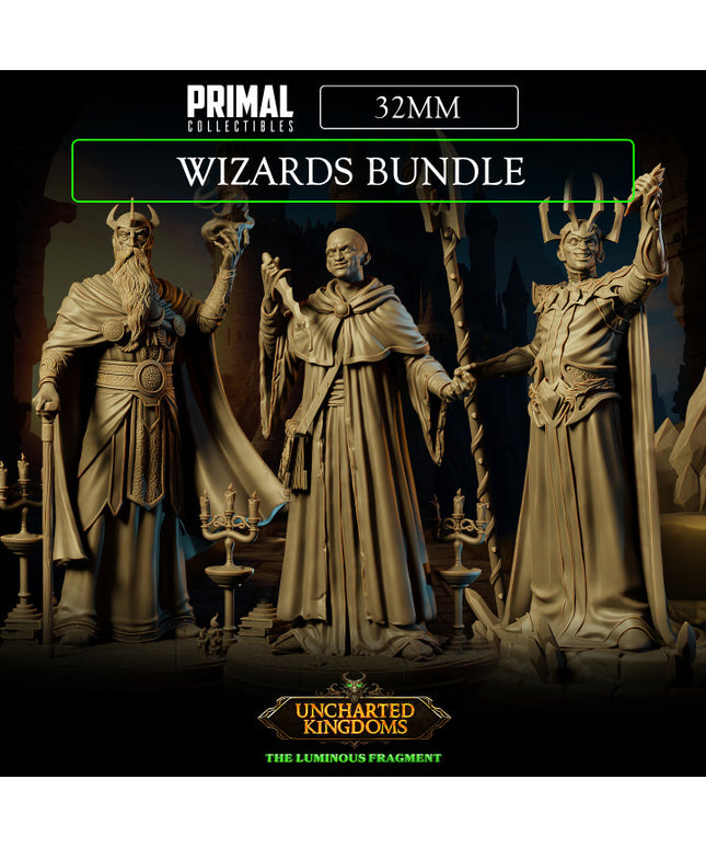3 miniatures - 32mm - Wizards Bundle - Uncharted Kingdoms