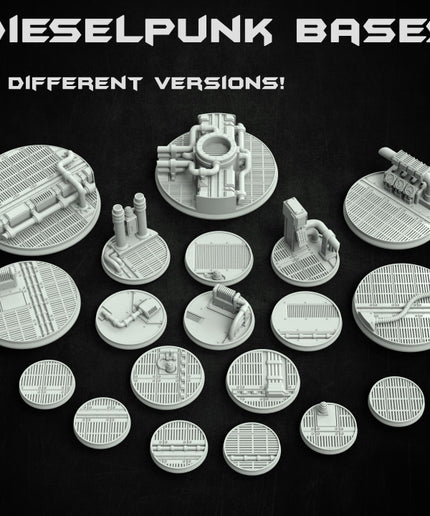 Dieselpunk Scenic Bases - 19 miniatures - The Iron Guard Collection