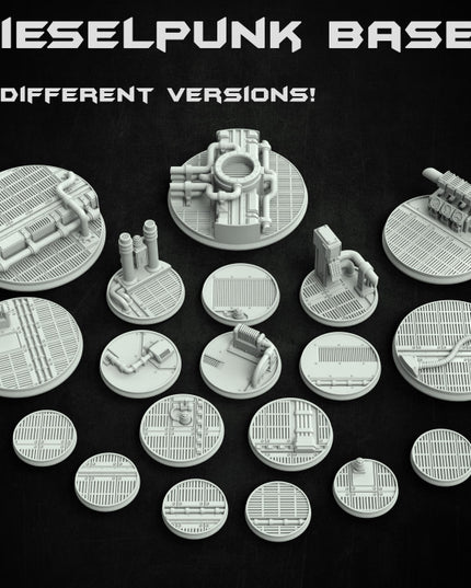 Dieselpunk Scenic Bases - 19 miniatures - The Iron Guard Collection