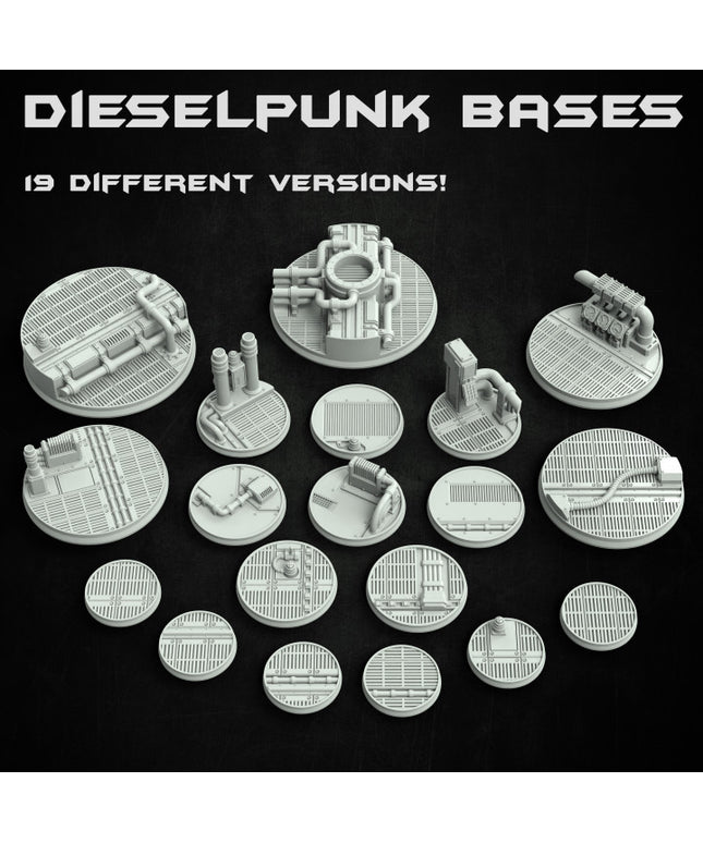 Dieselpunk Scenic Bases - 19 miniatures - The Iron Guard Collection