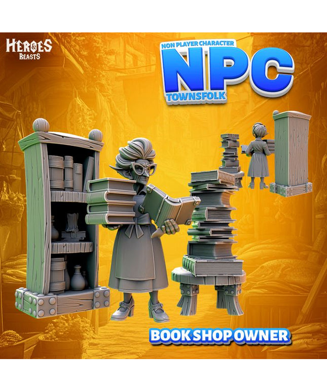 Book Shop Owner+ bookshel + book table